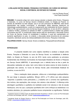 A Rela&ccedil;&atilde;o Entre Ensino, Pesquisa E Extens&atilde;o, No Curso De
