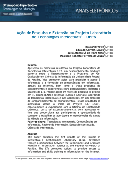 A&ccedil;&atilde;o de Pesquisa e Extens&atilde;o no Projeto Laborat&oacute;rio de