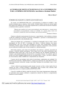 AS TEORIAS DE MOTIVA&Ccedil;&Atilde;O HUMANA E SUA CONTRIBUI&Ccedil;&Atilde;O