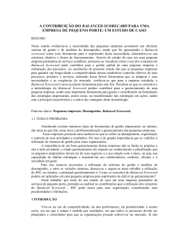 a contribui&ccedil;&atilde;o do balanced scorecard para uma empresa de