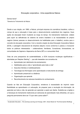 Educa&ccedil;&atilde;o corporativa - Uma experi&ecirc;ncia Natura