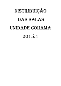 DISTRIBUIÇÃO DAS SALAS Unidade cohama 2015.1