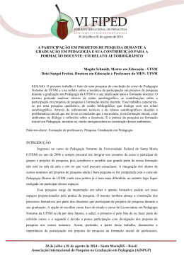 a participa&ccedil;&atilde;o em projetos de pesquisa durante a gradua&ccedil;&atilde;o em