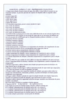 EXERCÍCIOS - QUÍMICA 2° ANO - PROPRIEDADES COLIGATIVAS