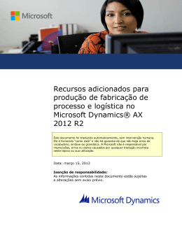Recursos adicionados para produ&ccedil;&atilde;o de