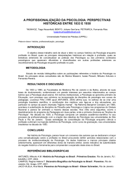 A PROFISSIONALIZA&Ccedil;&Atilde;O DA PSICOLOGIA