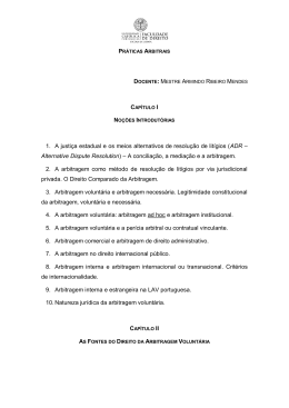 Pr&aacute;ticas Arbitrais - Faculdade de Direito da Universidade Cat&oacute;lica