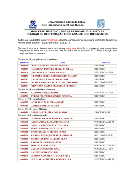 Confirmação de matrícula da 1ª etapa SSA - Vagas Residuais