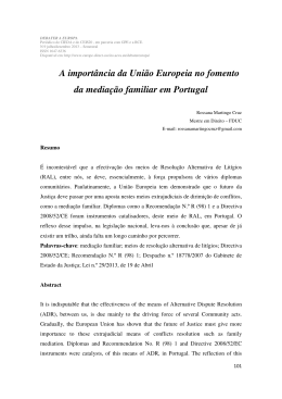 A import&acirc;ncia da Uni&atilde;o Europeia no fomento da media&ccedil;&atilde;o familiar