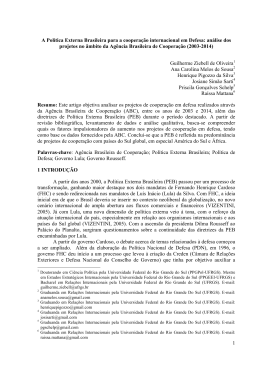 1 A Pol&iacute;tica Externa Brasileira para a coopera&ccedil;&atilde;o internacional em