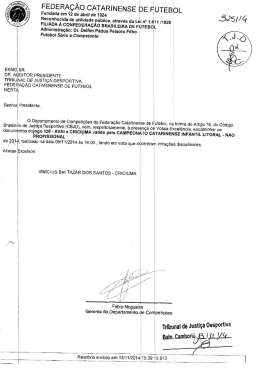 Proc. 325-14 – Avaí x Criciúma – Infantil Litoral