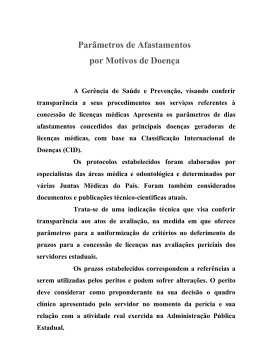 Parâmetros de Afastamento por Motivos Médicos