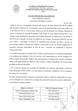 Ata da Sessão de Julgamento - Prefeitura Municipal de Sabará