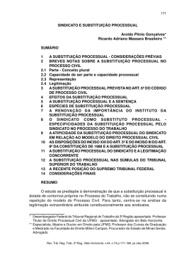 SINDICATO E SUBSTITUI&Ccedil;&Atilde;O PROCESSUAL