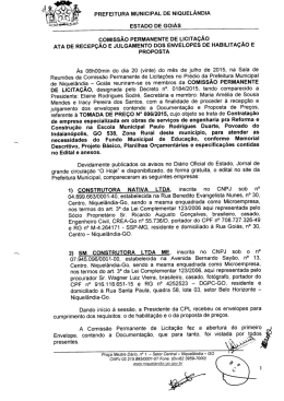 ATA DE REcEPçAo E JULGAMENTO DOS ENVELOPES DE
