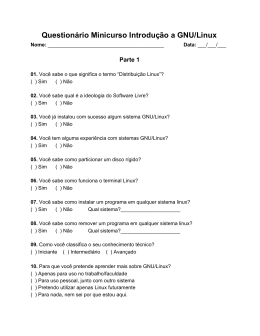 Question&aacute;rio Minicurso Introdu&ccedil;&atilde;o a GNU/Linux