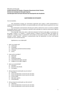 Question&aacute;rio Estudante - 2013