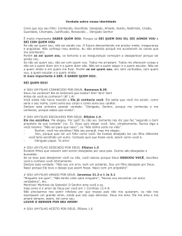 Verdade sobre nossa identidade Creio que sou seu filho