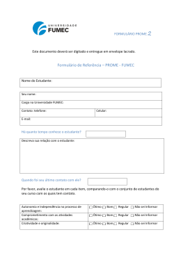 Formul&aacute;rio de Refer&ecirc;ncia &ndash; PROME - FUMEC