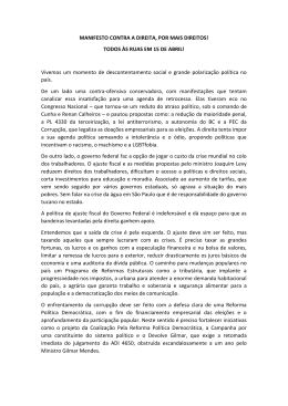 MANIFESTO CONTRA A DIREITA, POR MAIS DIREITOS! TODOS