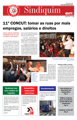 11&ordm; CONCUT: tomar as ruas por mais empregos, sal&aacute;rios e direitos