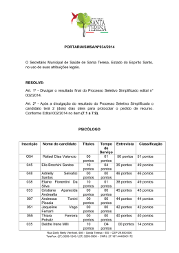 Listagem de Aprovados - Processo Seletivo Edital
