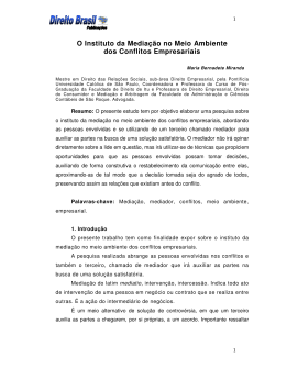 O Instituto da Mediação no Meio Ambiente dos