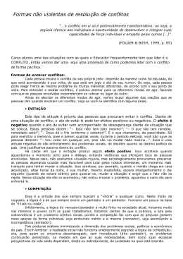 Formas n&atilde;o violentas de resolu&ccedil;&atilde;o de conflitos