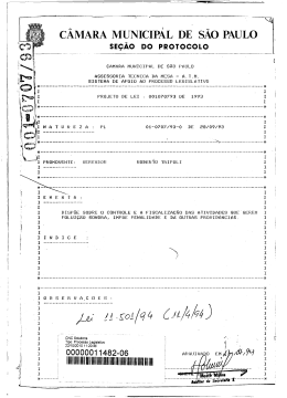 c&acirc;mara municipal de sao paulo se&ccedil;&atilde;o do protocolo
