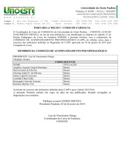PORTARIA n&ordm; 002/2015 - CURSO DE FARM&Aacute;CIA