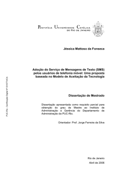(SMS) pelos usu&aacute;rios de telefonia m&oacute;vel