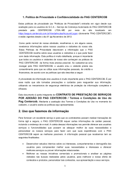 Pol&iacute;tica de Privacidade Pag Centercob
