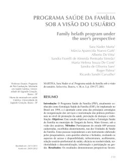 PROGRAMA SAÚDE DA FAMÍLIA SOB A VISÃO DO USUÁRIO