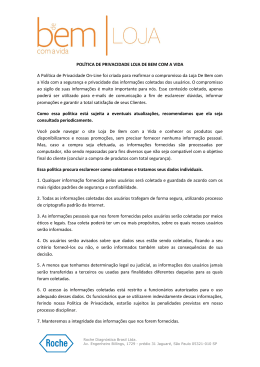 POL&Iacute;TICA DE PRIVACIDADE LOJA DE BEM COM A VIDA A Pol&iacute;tica