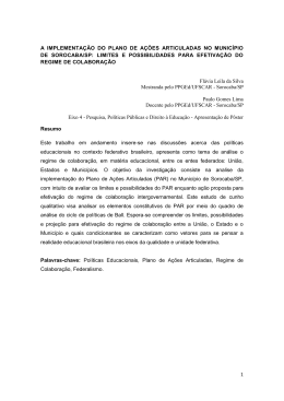 A implanta&ccedil;&atilde;o do Plano de A&ccedil;&otilde;es Articuladas no
