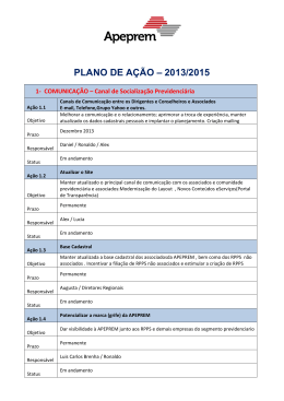 Plano de Ações 2013 - 2015