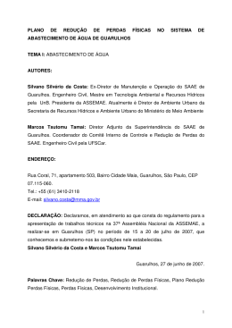 plano de redu&ccedil;&atilde;o de perdas f&iacute;sicas no sistema de abastecimento de