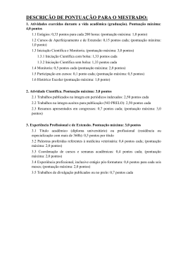 DESCRI&Ccedil;&Atilde;O DE PONTUA&Ccedil;&Atilde;O PARA O MESTRADO: