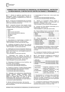 Normas para Concessão de Credencial de Responsável, Instrutor