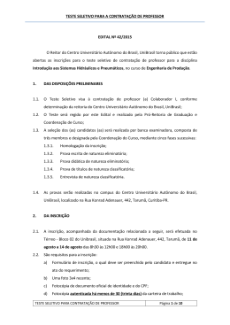 Edital nº 042/15 - Teste Seletivo para Contratação de Docente