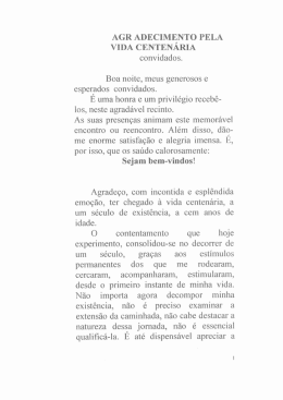 AGR ADECIMENTO PELA vIDA CENTEN&Aacute;RIA