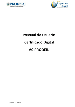 Manual do Usuário Certificado Digital AC PRODERJ