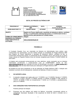 1 EDITAL DE PREG&Atilde;O ELETR&Ocirc;NICO SRP PROCESSO N&ordm;