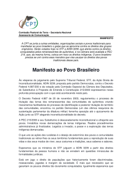 MANIFESTO - Manifesto ao Povo Brasileiro (CPT Assessoria de
