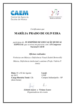 MARÍLIA PRADO DE OLIVEIRA - Música e Inclusão by Viviane Louro