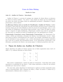 1 Tipos de dados em An&aacute;lise de Clusters