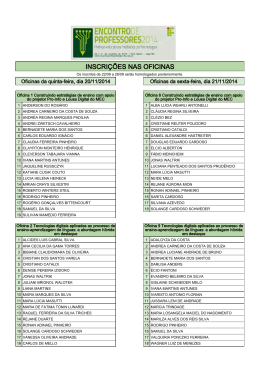 INSCRI&Ccedil;&Otilde;ES NAS OFICINAS - Encontro de Professores 2014