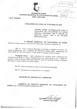 EsTADo DE GoIÁs I . _ ., GOVERNO MUNICIPAL DE cocALzINHo