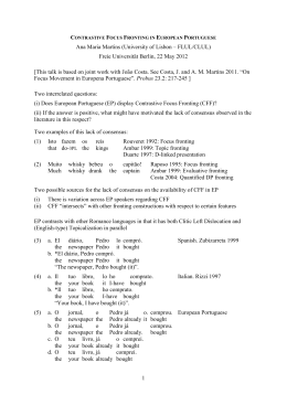 1 Ana Maria Martins (University of Lisbon &ndash; FLUL/CLUL) Freie