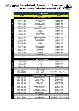 Calendário de Provas – 1º Semestre